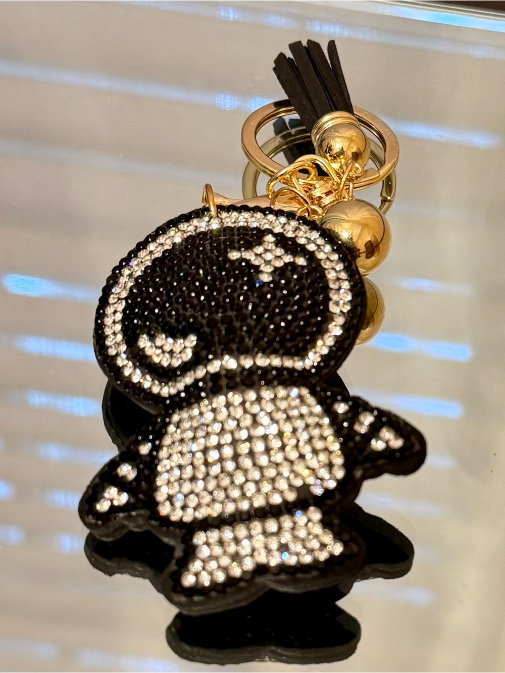 New Black & Crystal Keychain Bag Charm